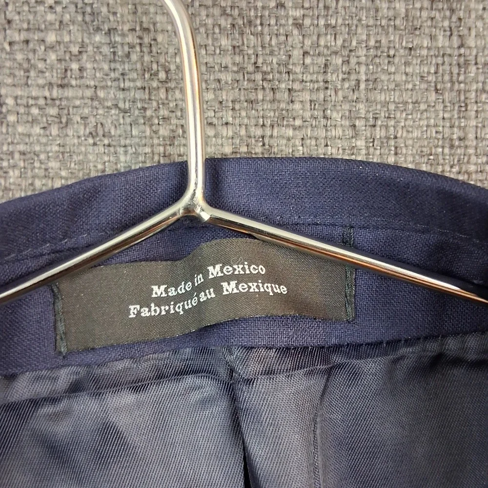 Navy Blue Two Button Blazer Notch Lapel Tailored Suit Jacket Made in Mexico